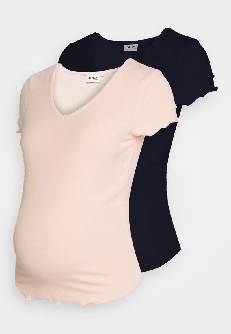 ONLY MATERNITY OLMKIKA V NECK 2 PACK - T-Shirt Basic - Peach Melba - Damen