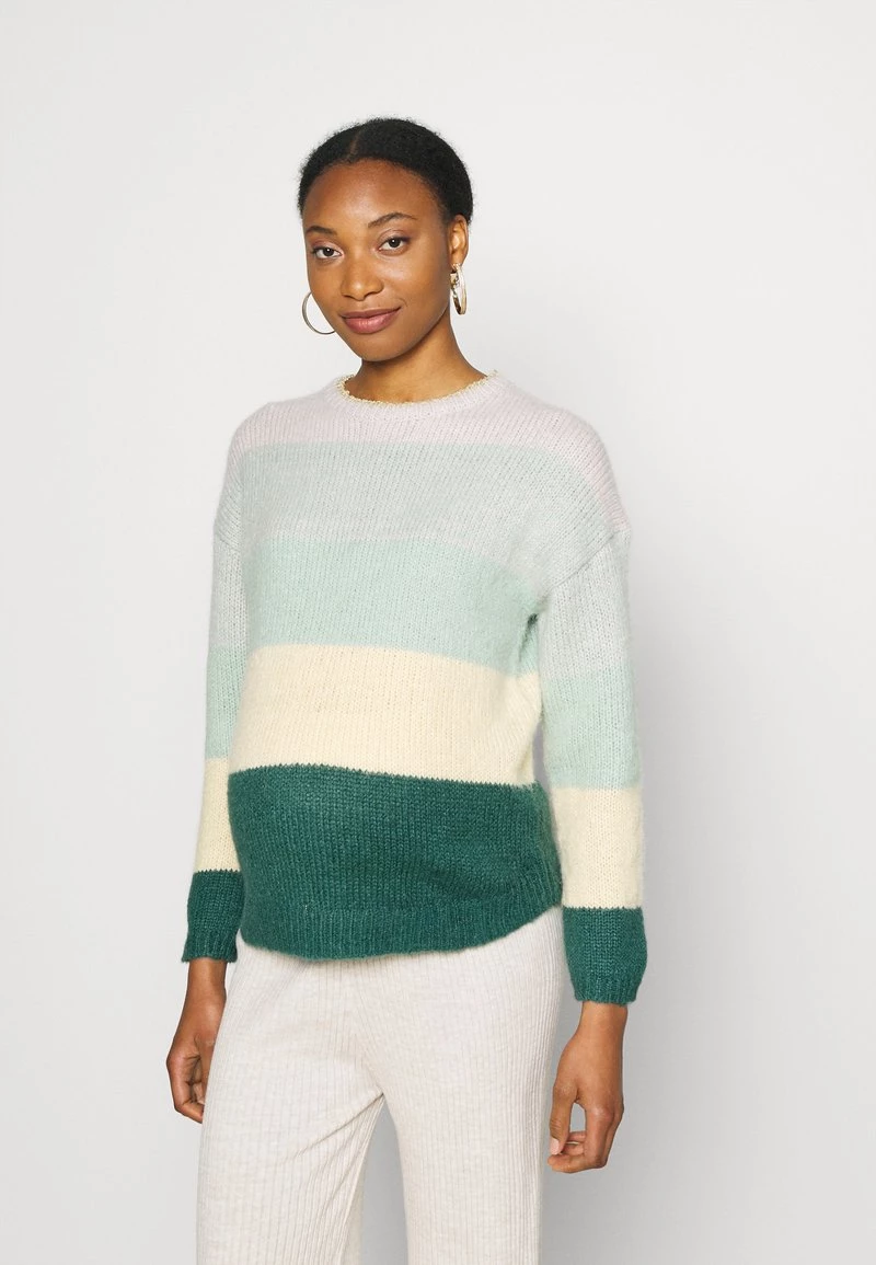 ONLY MATERNITY OLMSONJA LIFE O NECK - Strickpullover - Mallard Green/mellow Yellow/frosty Green/pumice Stone - Damen