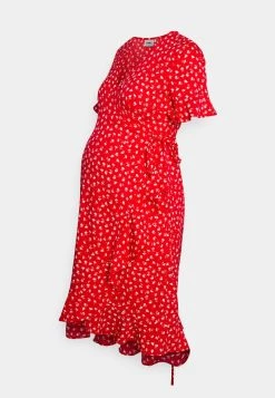 ONLY MATERNITY OLMOLIVIA WRAP DRESS - Jerseykleid - Mars Red - Damen