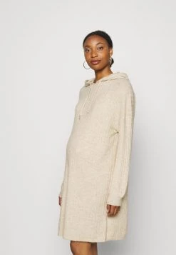 ONLY MATERNITY - Damen OLMKARINNA LONG HOOD DRESS - Strickkleid - Pumice Stone