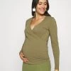 ONLY MATERNITY OLMJOY LIFE WRAP - Langarmshirt - Dusky Green - Damen