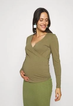 ONLY MATERNITY OLMJOY LIFE WRAP - Langarmshirt - Dusky Green - Damen