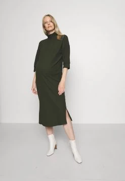 ONLY MATERNITY OLMNELLA 3/4 ROLLNECK DRESS - Strickkleid - Dark Green - Damen