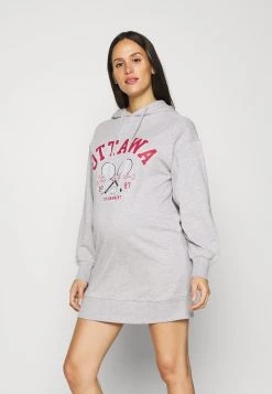 ONLY MATERNITY - Damen OLMDREAMER LIFE TUNIC HOOD - Jerseykleid - Light Grey Melange